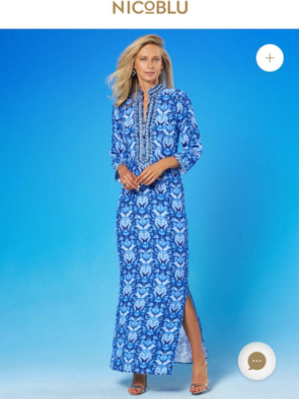 NICOBLU SHALIMAR LONG TUNIC DRESS IN NAVY JEWEL EMBELLISHMENT NWT